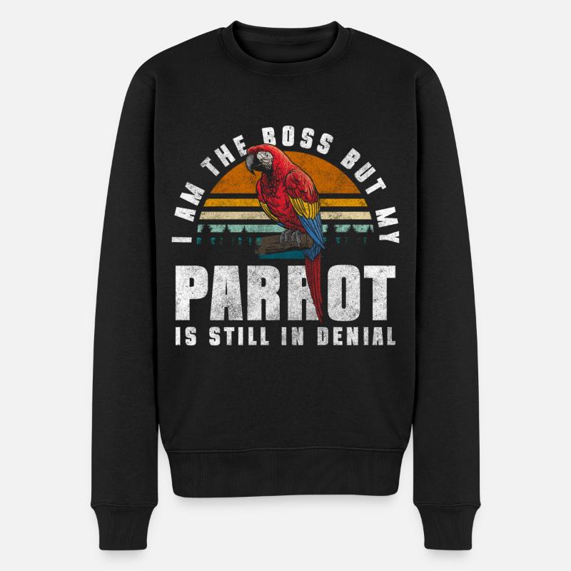 Vogel Federn Süß Exotisch - Männer Premium Bio Pullover - Schwarz