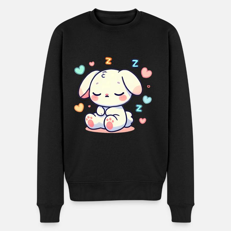 Lapin endormi Illustration pastel - Pull Premium bio Homme - noir