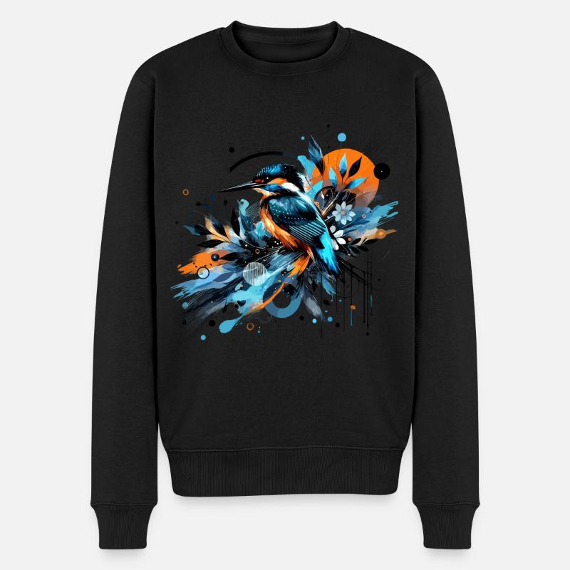 Eisvogel, buntes Aquarell, Vogel - Männer Premium Bio Pullover - Schwarz