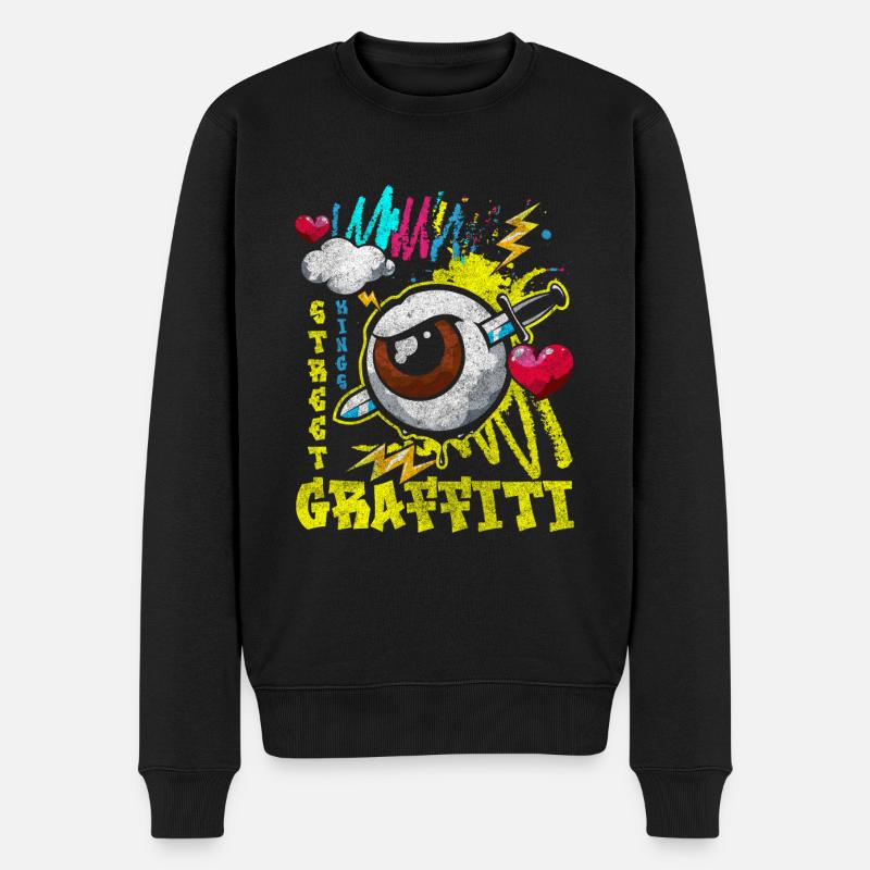 Graffiti Malerei Mode Einzigartig - Männer Premium Bio Pullover - Schwarz