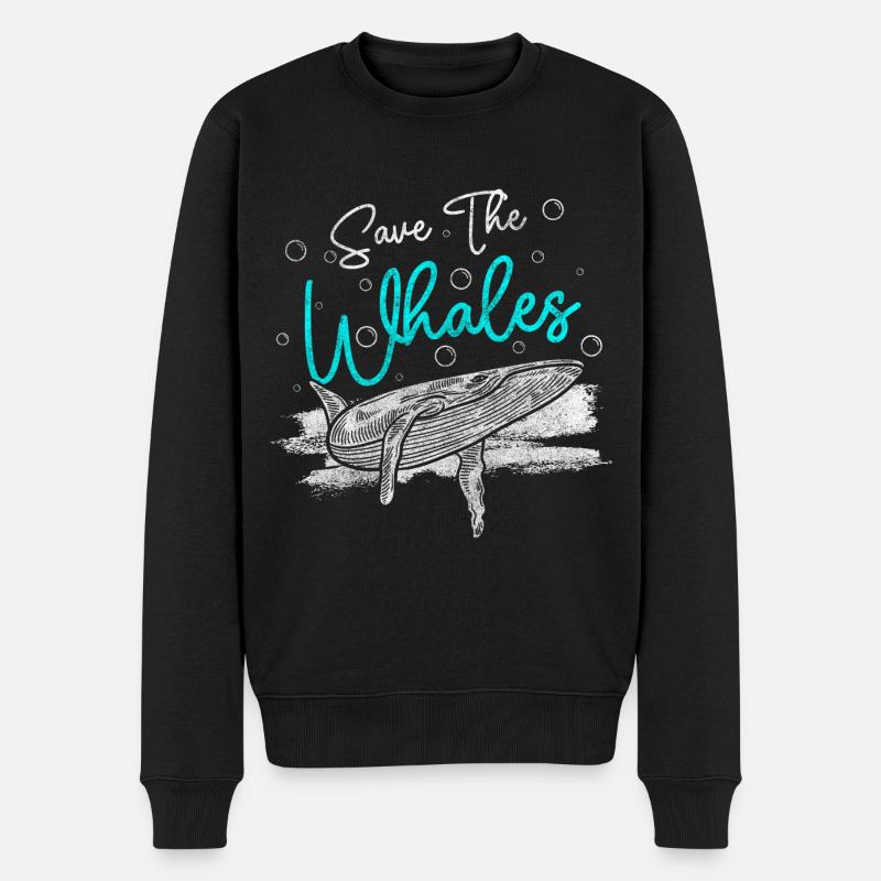 Baleine Mer Créatures Lac - Pull Premium bio Homme - noir