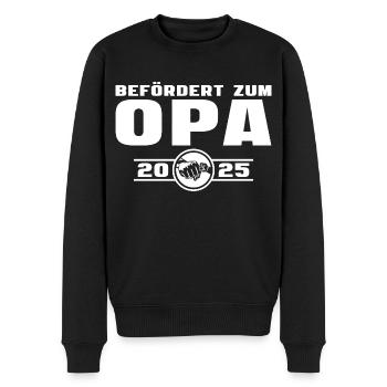 Befördert zum Opa 2025 Babyparty - Männer Premium Bio Pullover - Schwarz - Vorne - Nico (187cm)