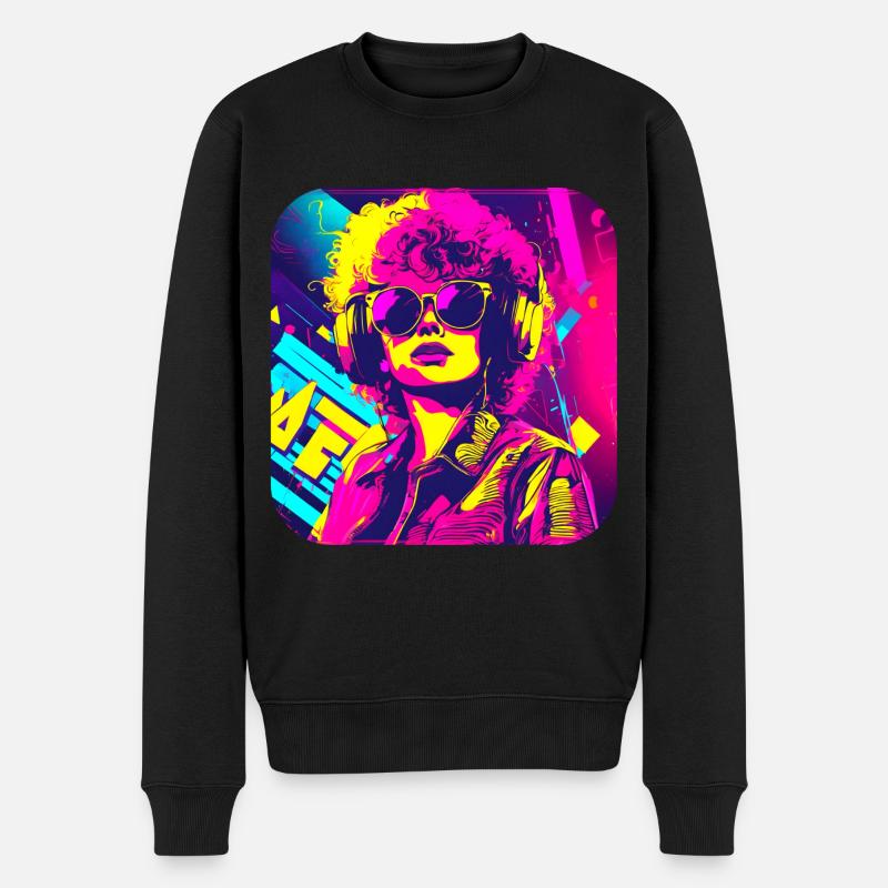 80er Retro Radio Star - Männer Premium Bio Pullover - Schwarz