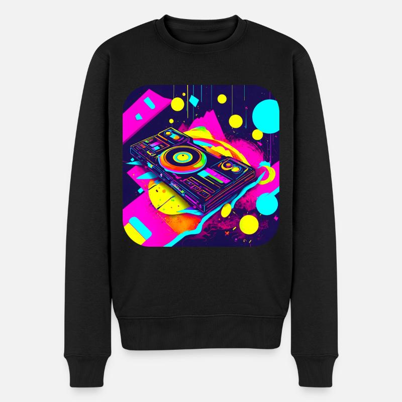 80er Party Vintage Mottoparty - Männer Premium Bio Pullover - Schwarz