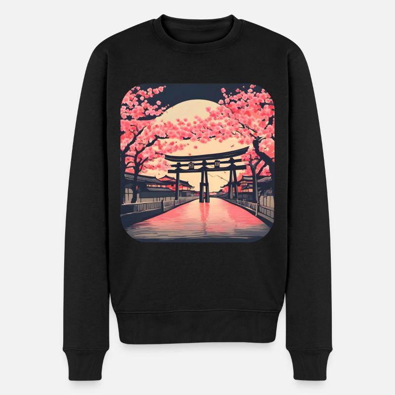 Tokio Tempel Kirschblüte Weltreise - Männer Premium Bio Pullover - Schwarz