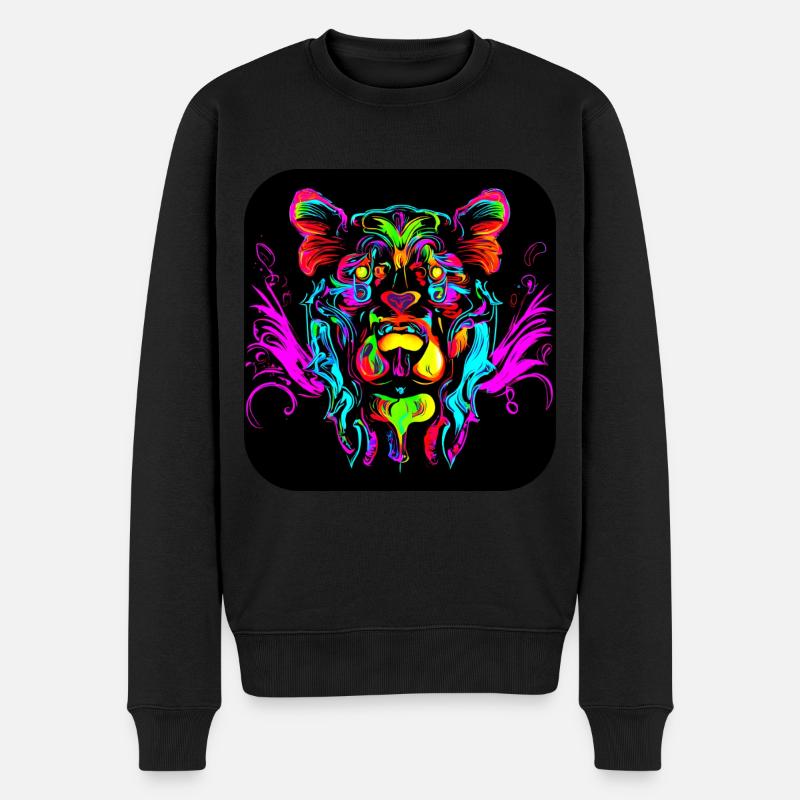 Néon Cyberglow UV Style abstrait - Pull Premium bio Homme - noir