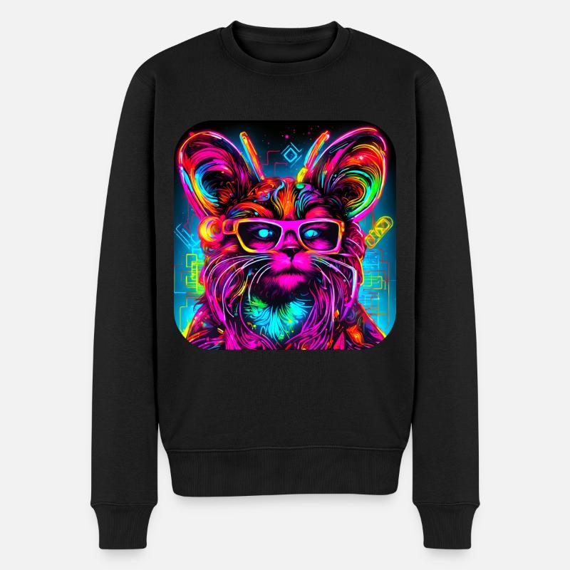 Néon Cyberglow UV Style abstrait - Pull Premium bio Homme - noir