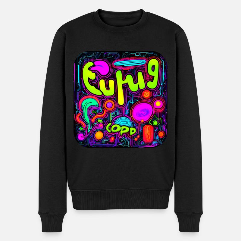 Neon Farben Leuchtend Stil UV - Männer Premium Bio Pullover - Schwarz