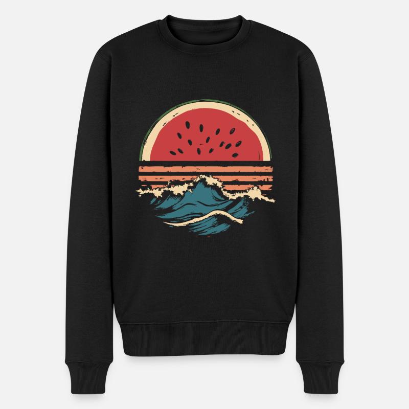 Pastèque Mer Plage Été - Pull Premium bio Homme - noir
