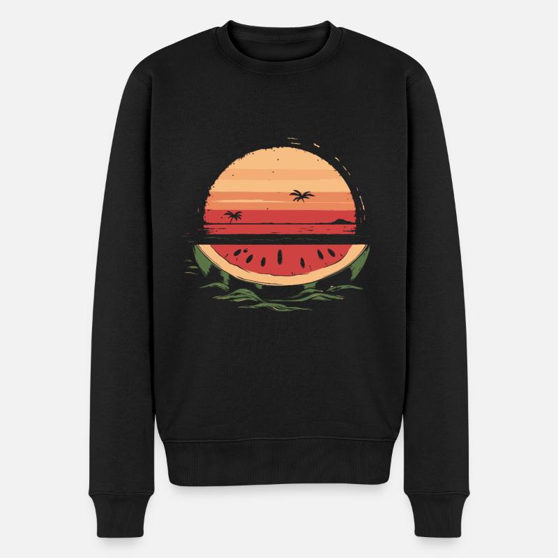 Pastèque Mer Plage Été - Pull Premium bio Homme - noir