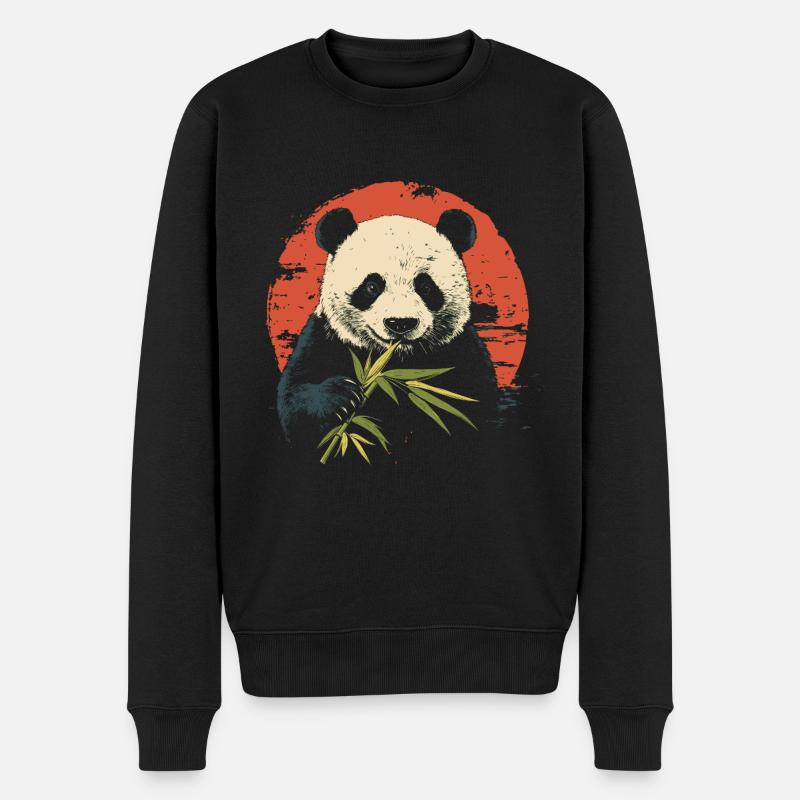 Le panda mange du bambou - Pull Premium bio Homme - noir