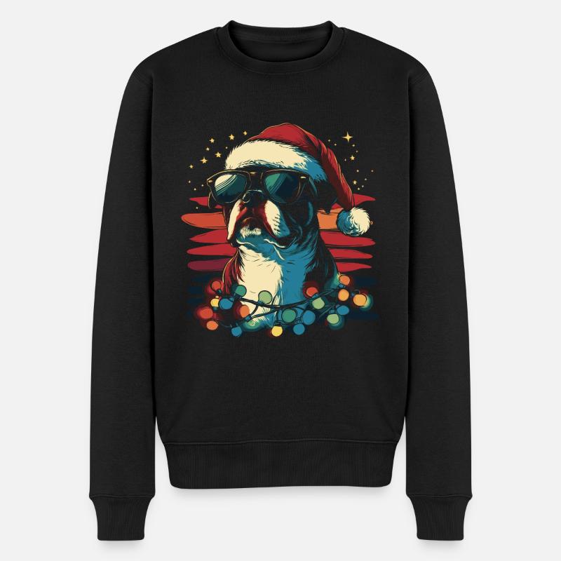 Cool Boston Terrier Noël - Pull Premium bio Homme - noir