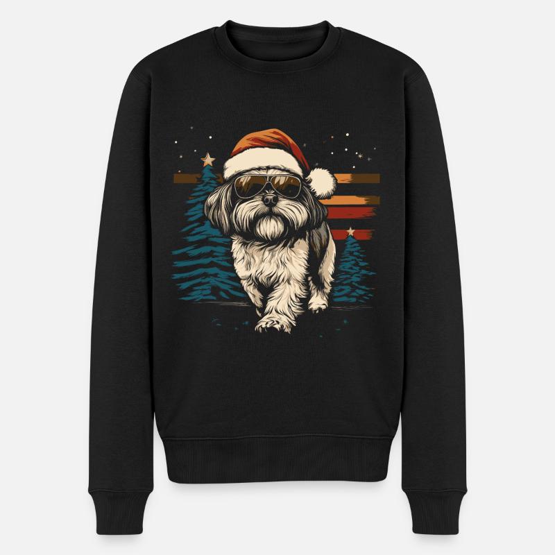Cool Shi Tzu Noël - Pull Premium bio Homme - noir