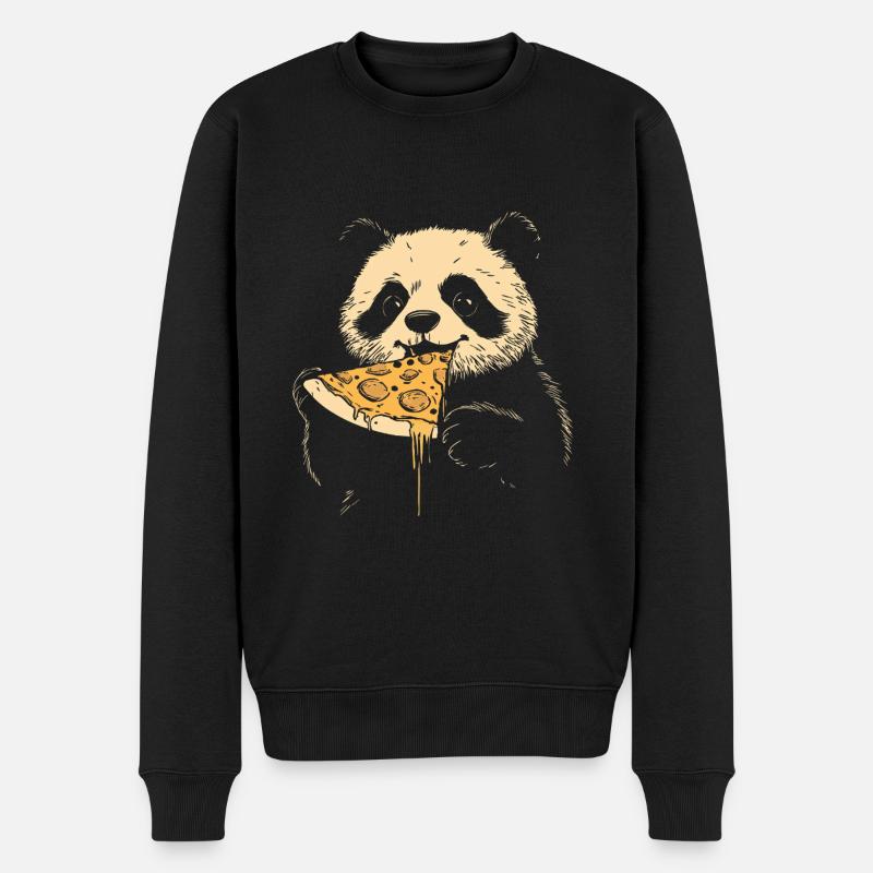 Panda eats pizza - Men's Premium Organic Jumper - black