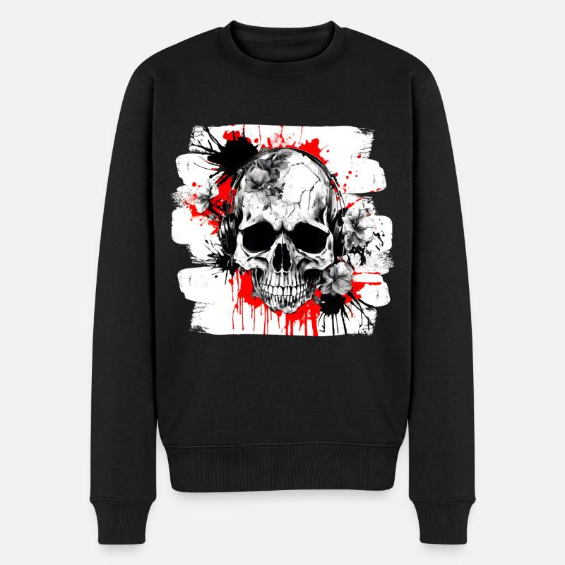 crâne éclaboussure trash polka tattoo - Pull Premium bio Homme - noir