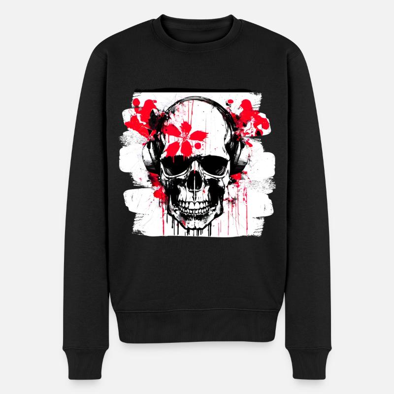 crâne éclaboussure trash polka tattoo - Pull Premium bio Homme - noir