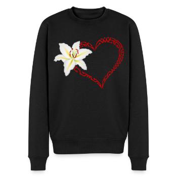 Lys et coeur maori - Pull Premium bio Homme - noir - Devant - Nico (187cm)