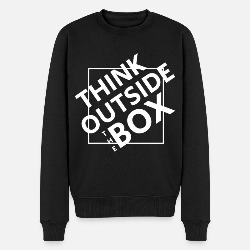 THINK OUTSIDE THE BOX - Männer Premium Bio Pullover - Schwarz