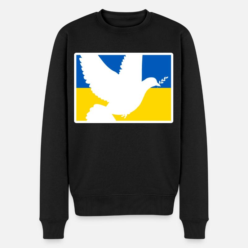 Friedenstaube Krieg Ukraine - Männer Premium Bio Pullover - Schwarz
