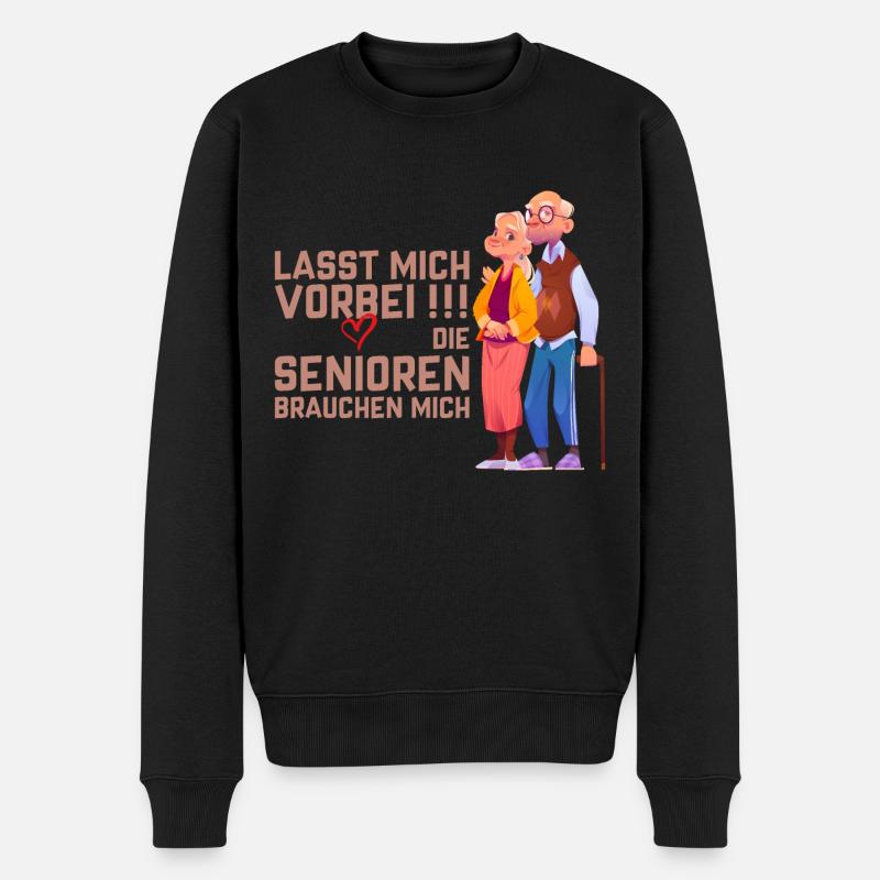 Vorbei Senioren brauchen Pfleger - Männer Premium Bio Pullover - Schwarz