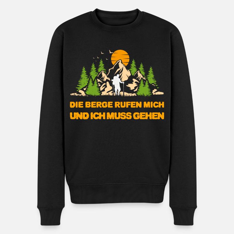 Die Berge rufen mich und ich muss gehen Berge - Männer Premium Bio Pullover - Schwarz