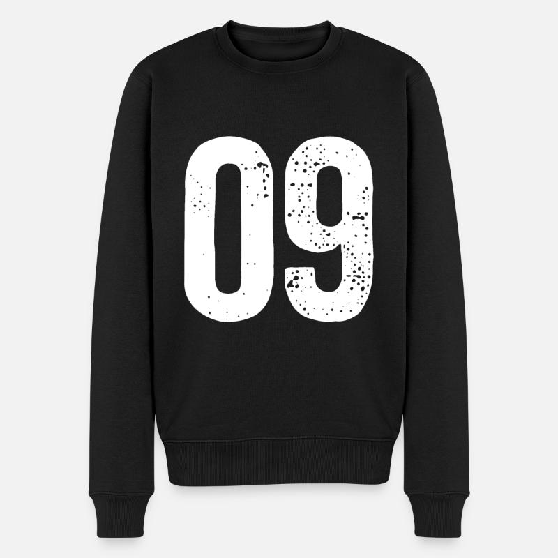 09 Numéros Blanc - Pull Premium bio Homme - noir
