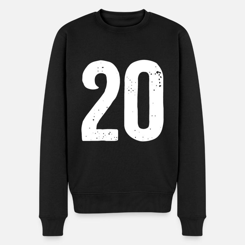 20 numéros blancs - Pull Premium bio Homme - noir