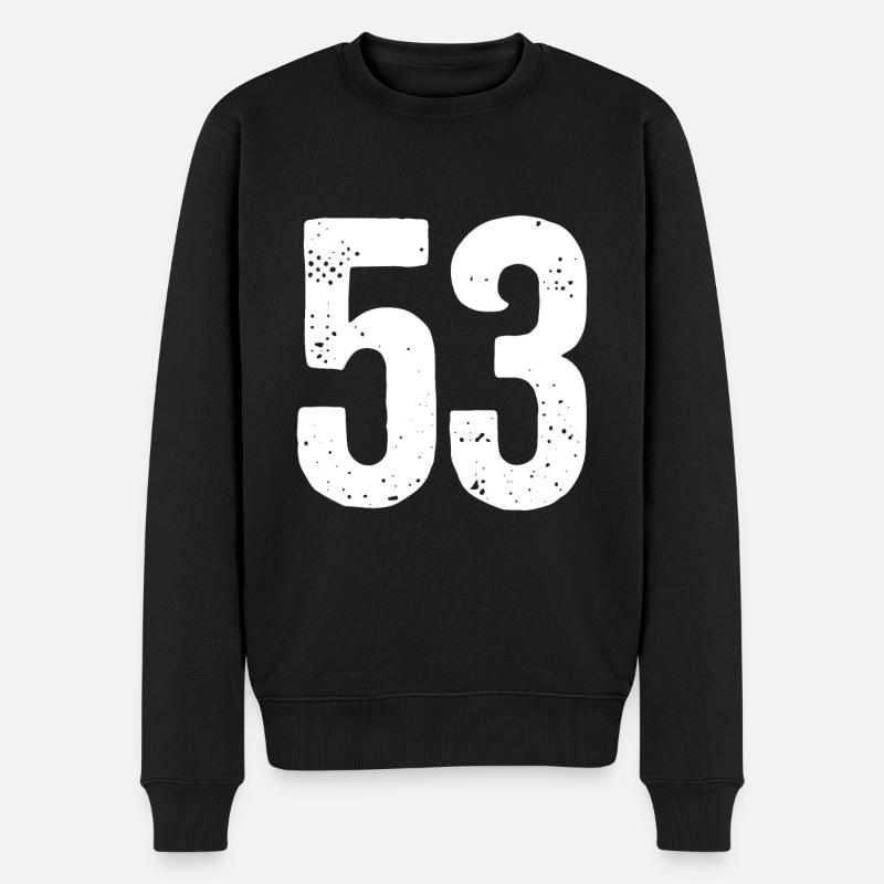 53 Zahlen Weiß - Männer Premium Bio Pullover - Schwarz
