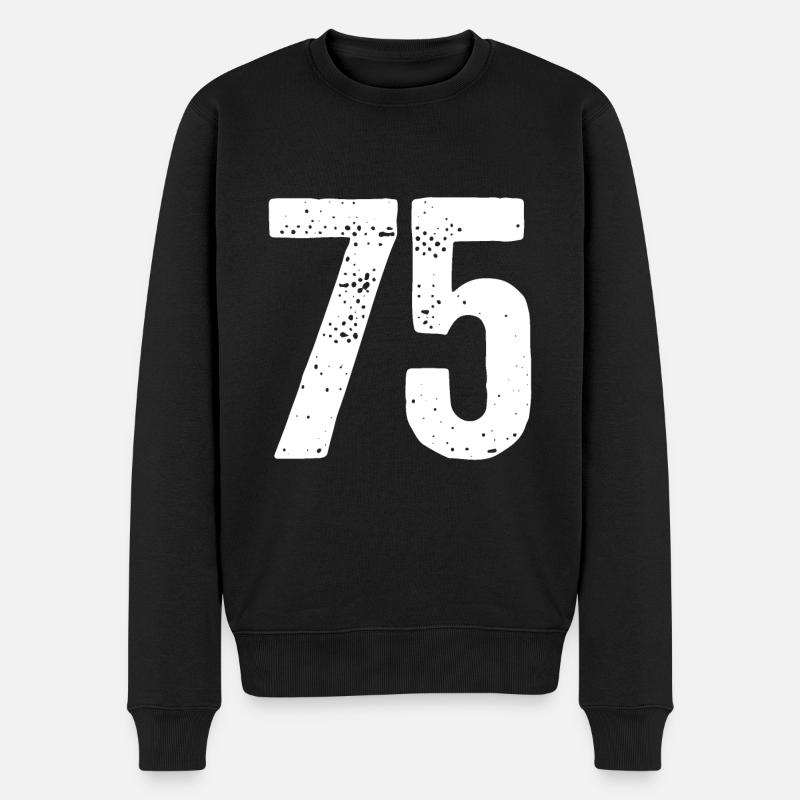 75 Zahlen Weiß - Männer Premium Bio Pullover - Schwarz