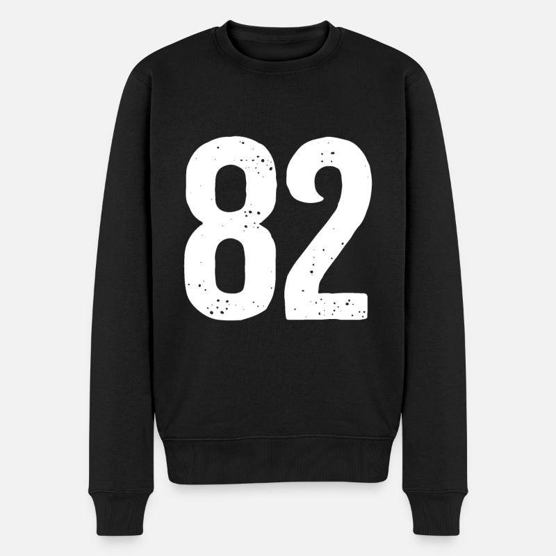 82 Zahlen Weiß - Männer Premium Bio Pullover - Schwarz