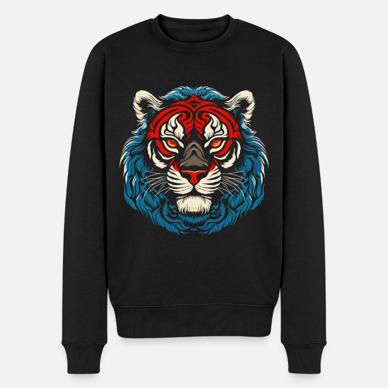 Tiger Emblem - Männer Premium Bio Pullover - Schwarz