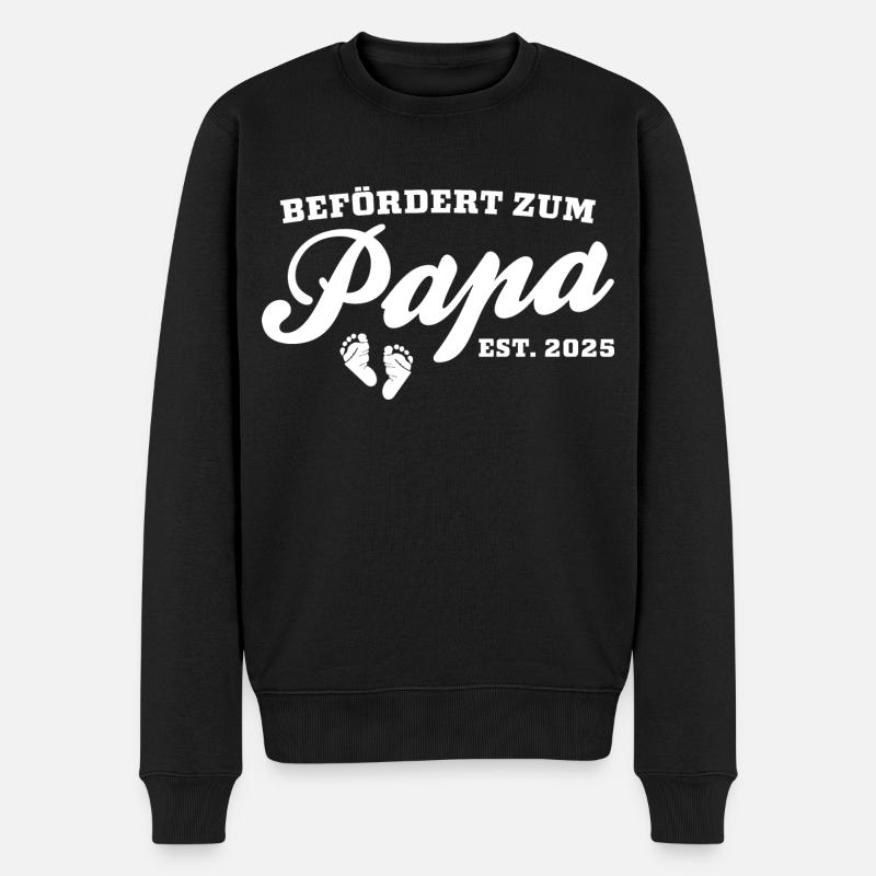 Papa 2025 Vater Schwangerschaft verkünden - Männer Premium Bio Pullover - Schwarz