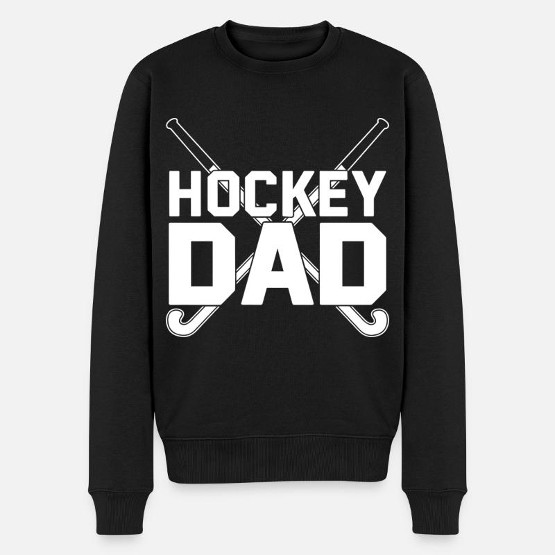 Hockey Dad – Stolzer Feldhockey-Papa - Männer Premium Bio Pullover - Schwarz