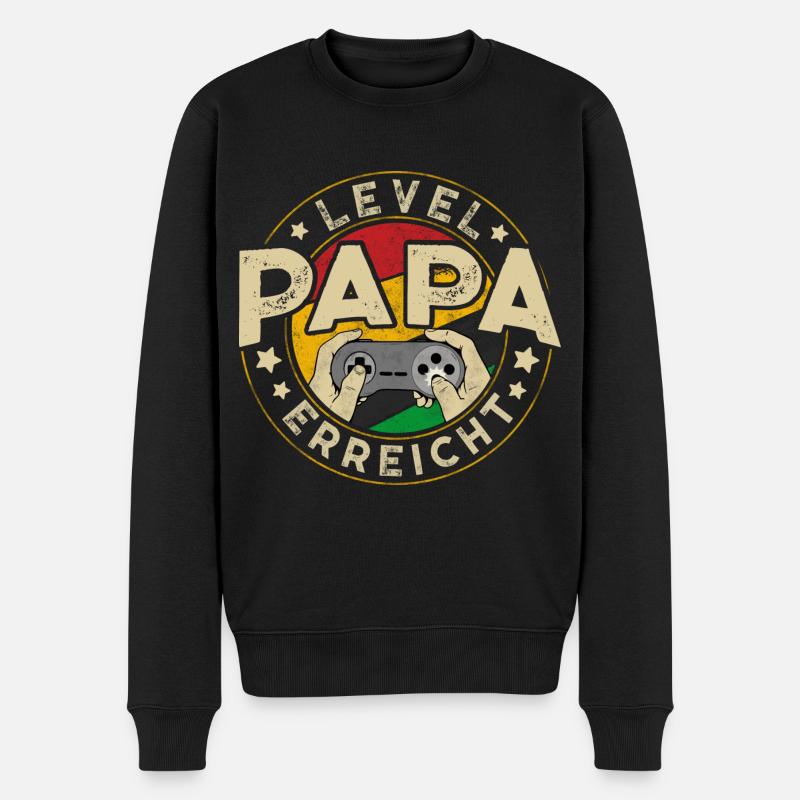 Level PAPA Erreicht - Männer Premium Bio Pullover - Schwarz