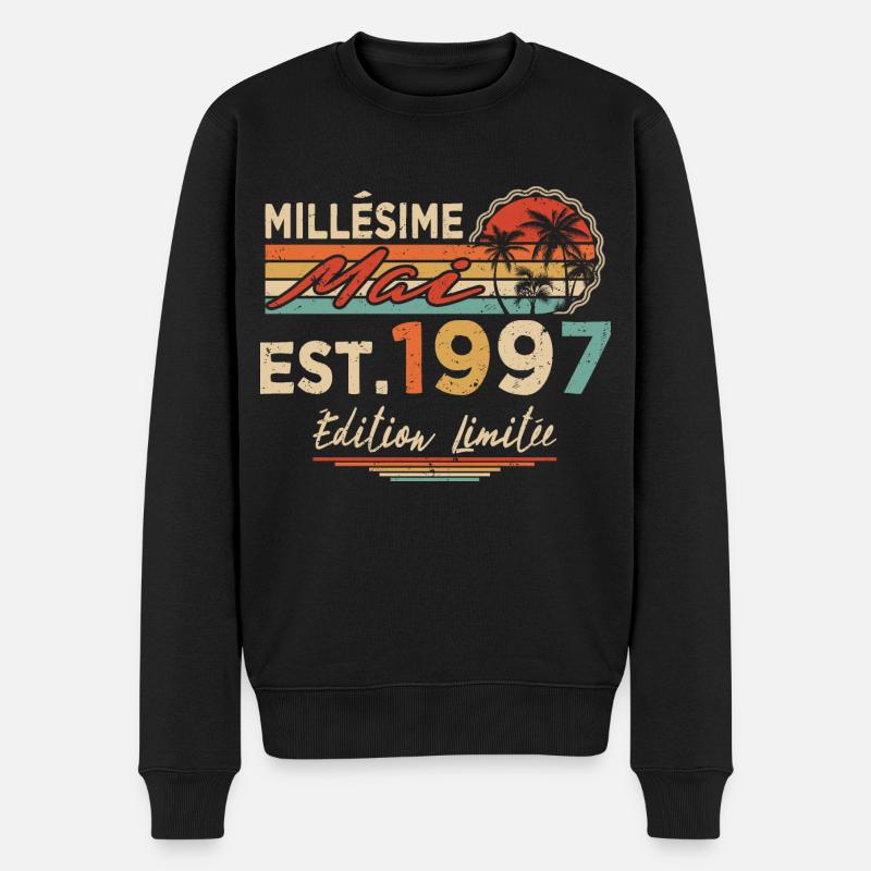 Millésime Né(e) Mai 1997 Cadeau Anniversaire - Pull Premium bio Homme - noir
