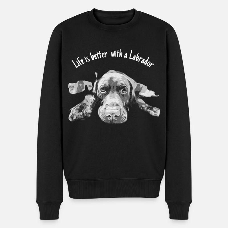 Das Leben ist besser mit Labrador Labrador mein Hund - Männer Premium Bio Pullover - Schwarz