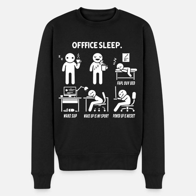 Strichmännchen Büroschlaf Humor am Arbeitsplatz - Männer Premium Bio Pullover - Schwarz