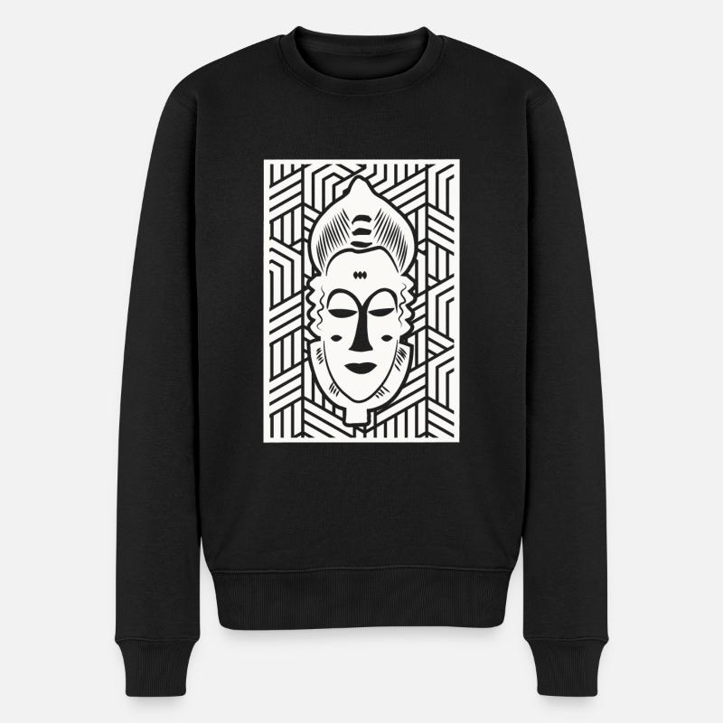 Elfenbeinküste - Baoulé Maske - Männer Premium Bio Pullover - Schwarz