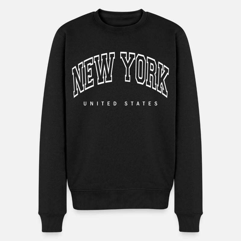New York - Männer Premium Bio Pullover - Schwarz