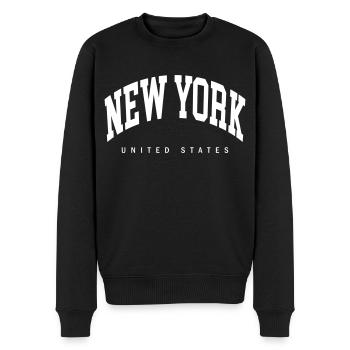 New York - Männer Premium Bio Pullover - Schwarz - Vorne - Nico (187cm)