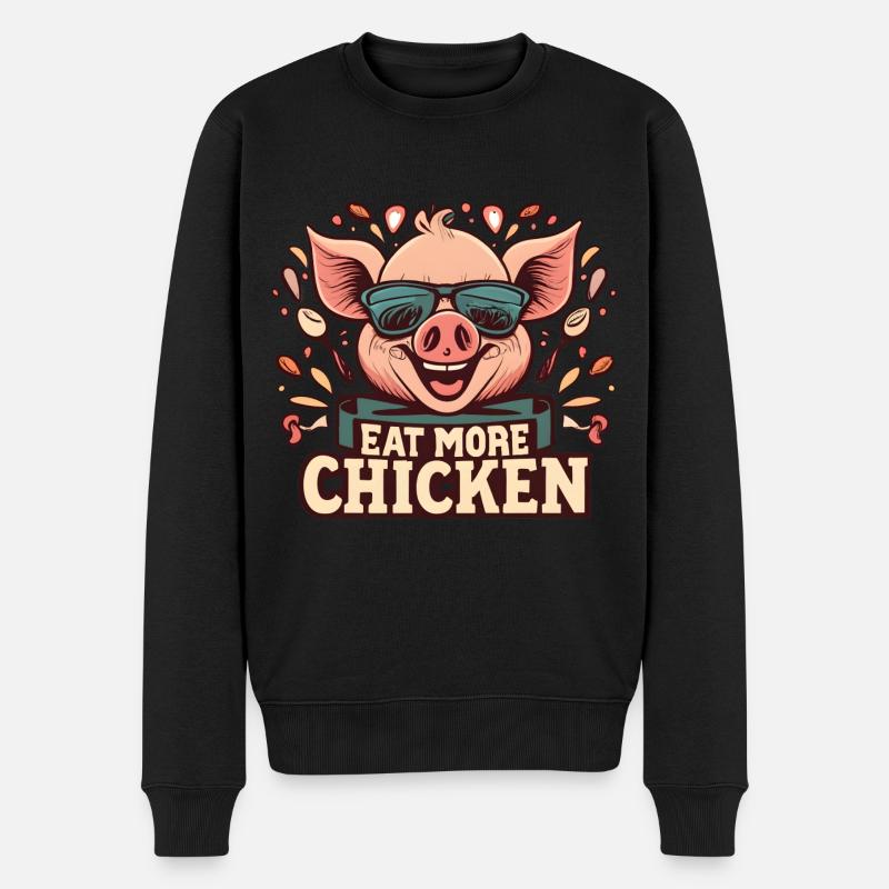 Lustiges Schwein mit Sonnenbrille - Männer Premium Bio Pullover - Schwarz