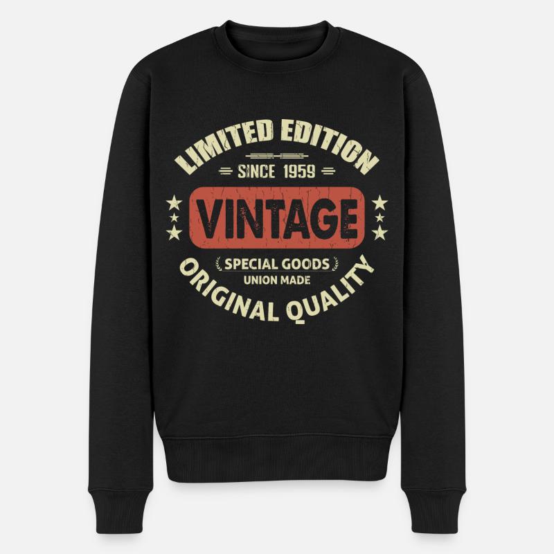 Jahrgang 1959 Retro 1959 Geburtstagsgeschenk - Männer Premium Bio Pullover - Schwarz