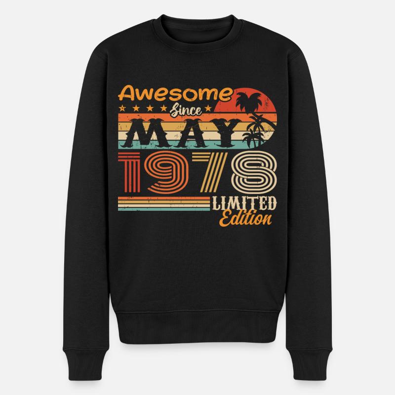 Mai 1978 - Jahrgang 1978 Jubiläum - Mai 1978 - Männer Premium Bio Pullover - Schwarz