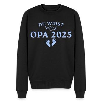 Schwangerschaft verkünden 2025 Werdender Opa - Männer Premium Bio Pullover - Schwarz - Vorne - Nico (187cm)