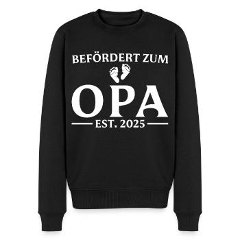 Schwangerschaftsankündigung 2025 Werdender Opa - Männer Premium Bio Pullover - Schwarz - Vorne - Nico (187cm)