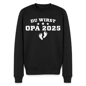 Du wirst Opa 2025 Schwangerschaft ankündigen - Männer Premium Bio Pullover - Schwarz - Vorne - Nico (187cm)