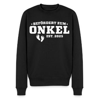 Onkel 2025 Schwangerschaft verkünden - Männer Premium Bio Pullover - Schwarz - Vorne - Nico (187cm)