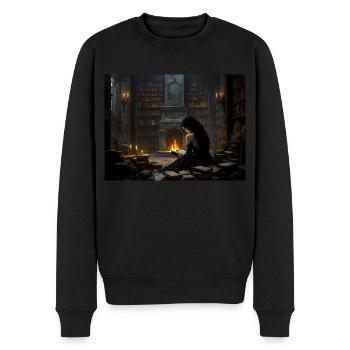 Bücher Feuer Relax Nr.3 - Männer Premium Bio Pullover - Schwarz - Vorne - Nico (187cm)