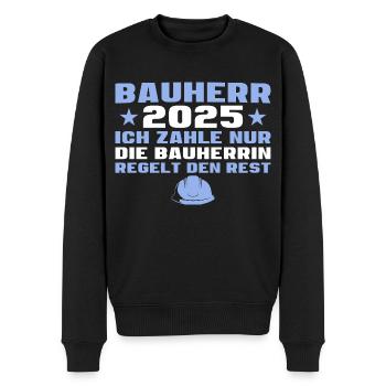 Hausbau Bauherr 2025 - Männer Premium Bio Pullover - Schwarz - Vorne - Nico (187cm)