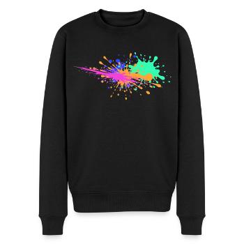 Farbkleckse Design außergewöhnlich - Männer Premium Bio Pullover - Schwarz - Vorne - Nico (187cm)